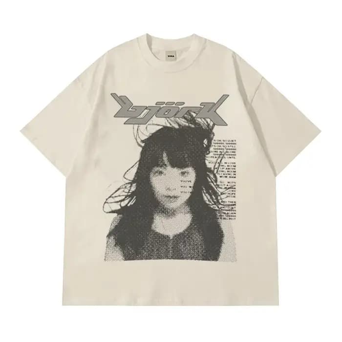 T-Shirt femme Bjork t-shirts Y2k hauts été coton Harajuku graphique manches courtes mode coréenne esthétique Y2k vêtements de rue