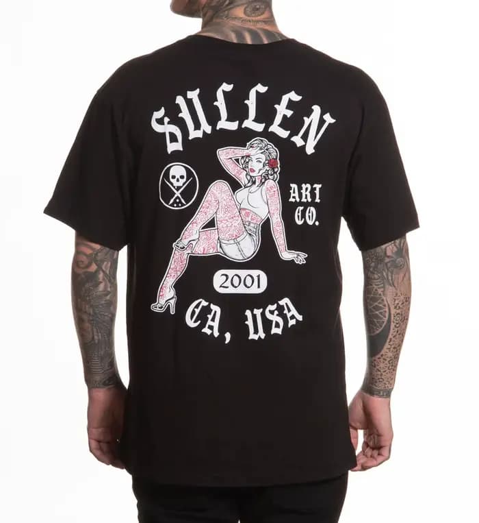 T-shirt décontracté tendance streetwear Cali Pin Up Tattoo Art pour hommes et femmes