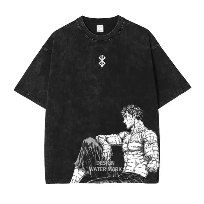 Berserks Mnaga T-shirts Guts Griffith graphique T-Shirt Vintage lavé surdimensionné