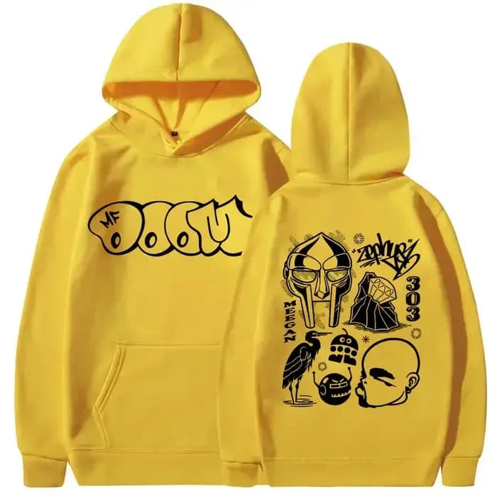 Rappeur Mf Doom Madvillain métal visage graphique imprimé sweat à capuche hommes femmes Hip Hop mode