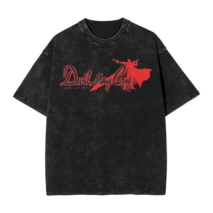 Diable May Cry Dante Logo graphique t-shirt Vintage lavé T-Shirts surdimensionné à manches courtes