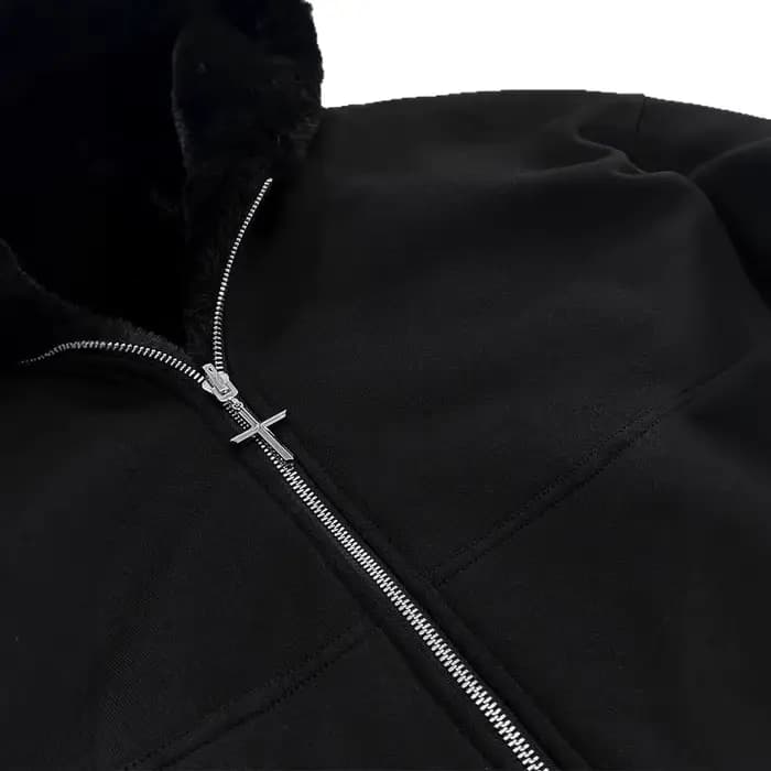 Sweat à capuche léopard rétro avec fermeture éclair