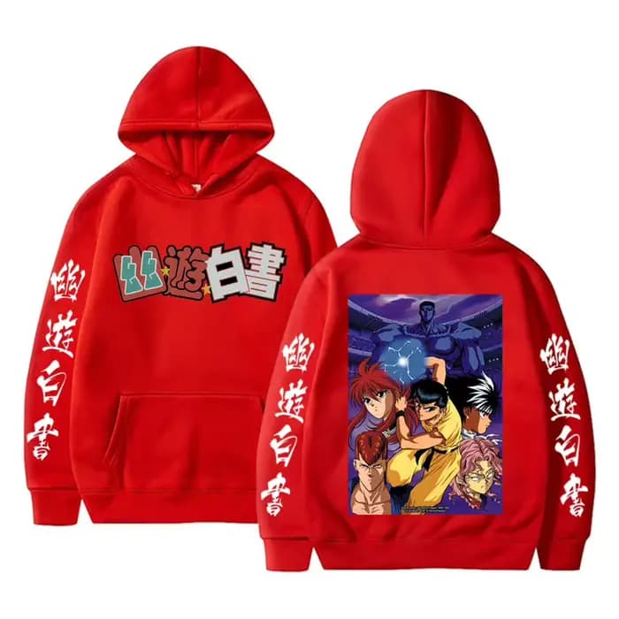 Sweat à capuche YuYu Hakusho Urameshi Yuusuke pour hommes et femmes, vintage, en coton, surdimension
