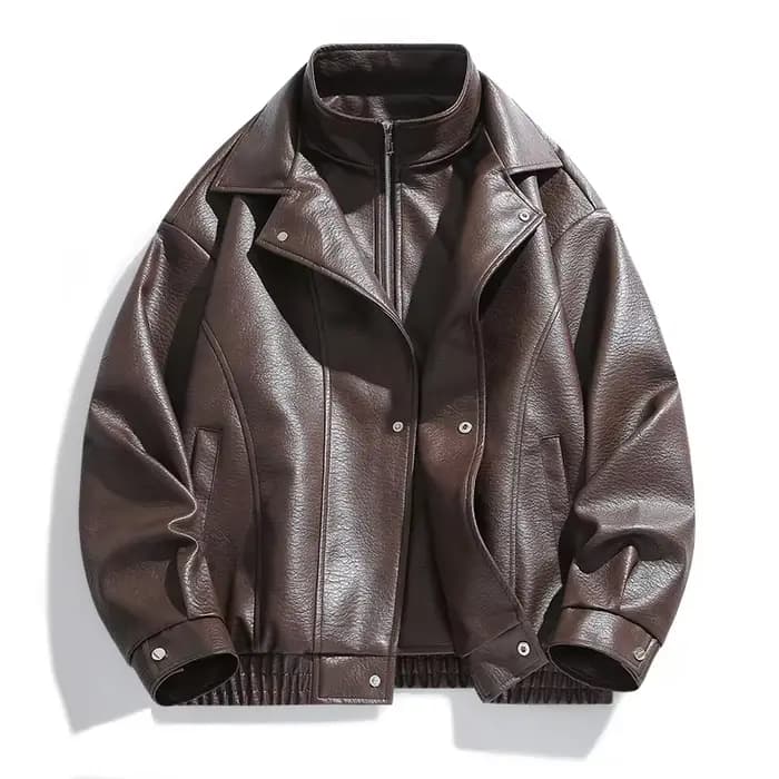 Veste en cuir décontractée pour hommes