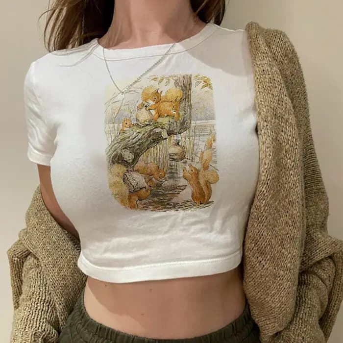 SLaura-Crop top graphique Yk2 pour femme