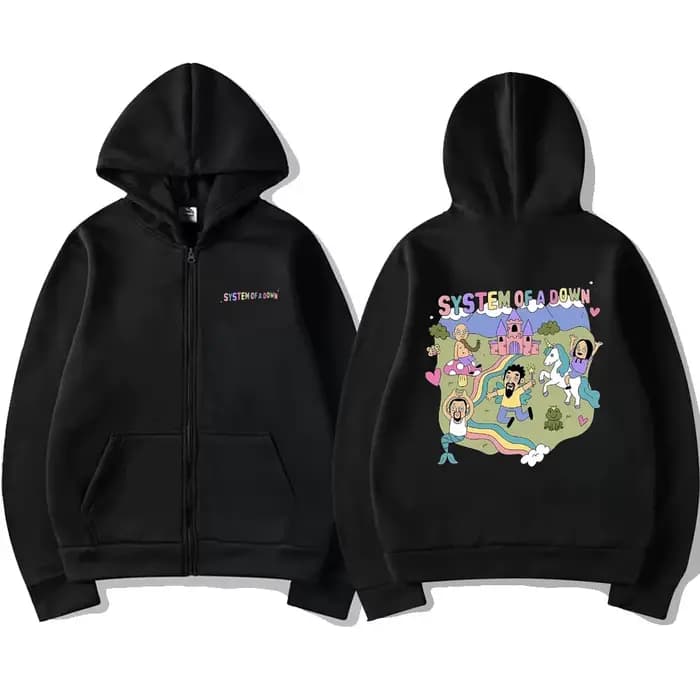 Système d'un sweat à capuche avec fermeture éclair pour homme et femme