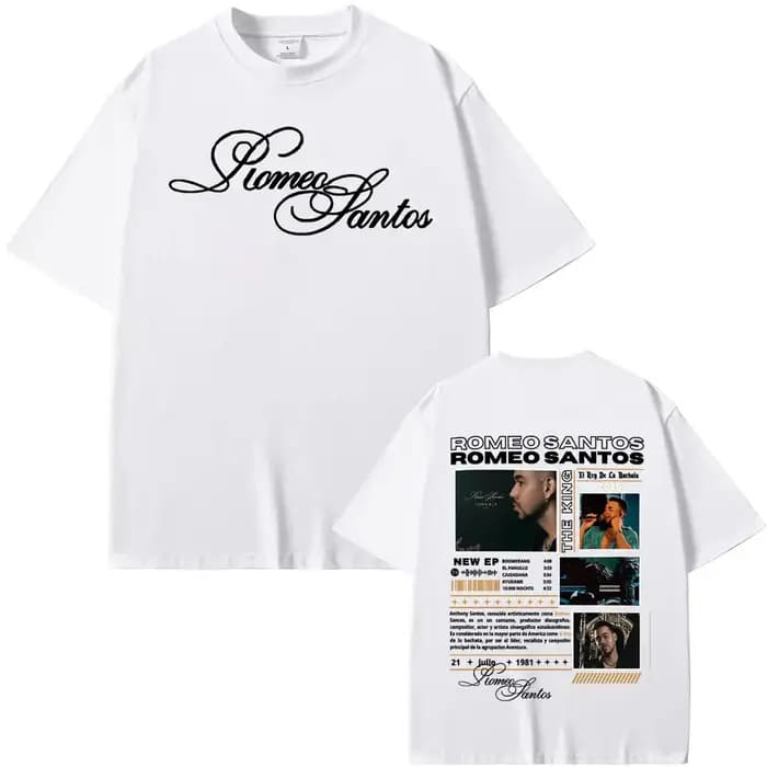 Rappeur Romeo Santos le roi Tormula Tour 2025 T-shirts graphiques hommes gothique mode Hip Hop t-shirt surdimensionné