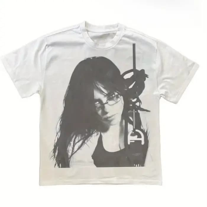 T-shirt graphique rétro Billie E pour homme, chemise blanche mettant en valeur la célèbre image de B