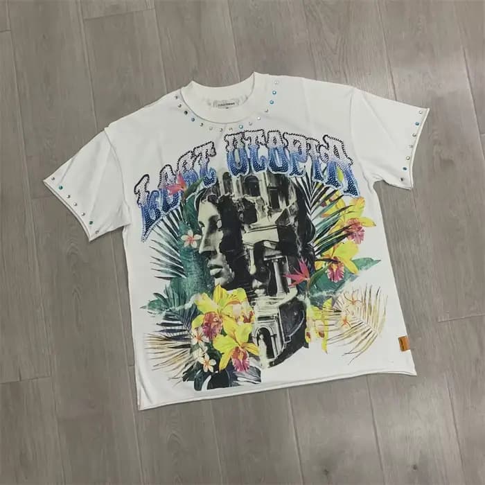 T-shirt Unisexe Lettres Colorées en Strass PREMIÈRE RANGÉE