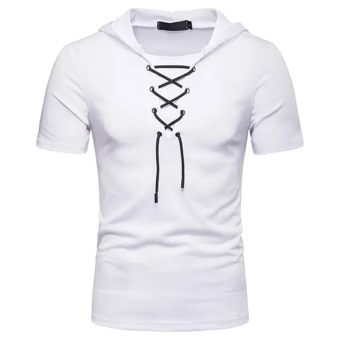 T-shirt à capuche hommes 2025 nouveau manches courtes Streetwear col rond