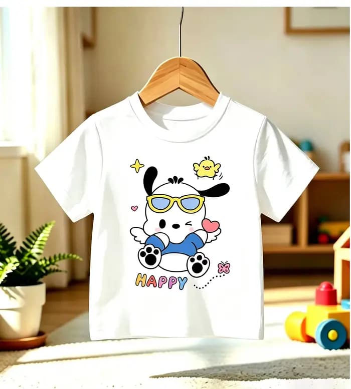 T-shirt blanc à manches courtes pour fille