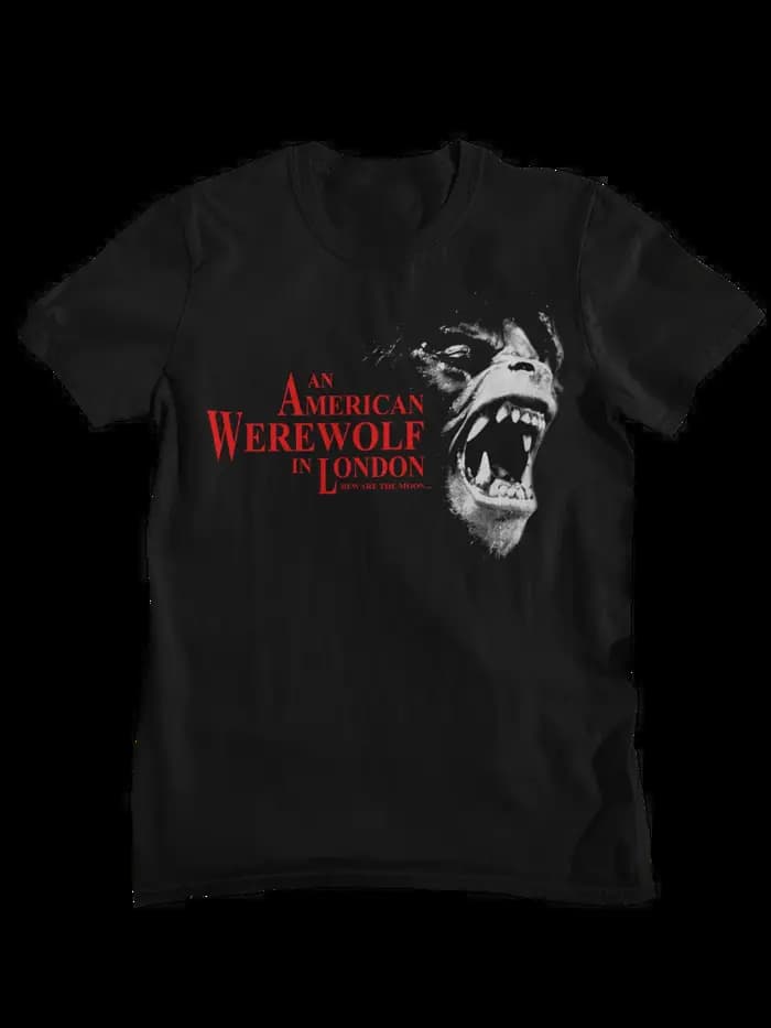T-Shirt graphique pour hommes et femmes, motif loup-garou américain à Londres, film d'horreur rétro,