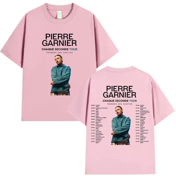 Pierre Garnier Chaque Seconde 2025 Tour Merch T-shirts Hip Hop mode Vintage T-shirt hommes à manches courtes coton