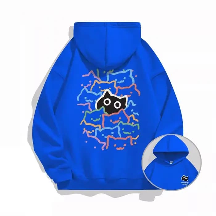 Nouveau Sweat à Capuche Tendance Marque Cat pour Hommes et Femmes - Collection Automne Hiver 2026 - Manteau Polyvalent Ample en Polaire Épaisse