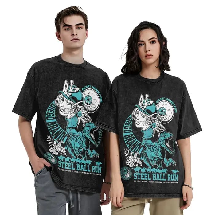 JoJo's Bizarre Adventure Diego Brando T-Shirts Hip Hop lavé surdimensionné