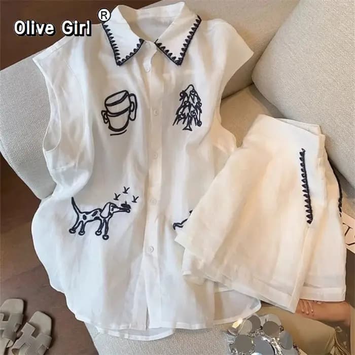 Olive Girl – ensemble Polo et short surdimensionné pour femme