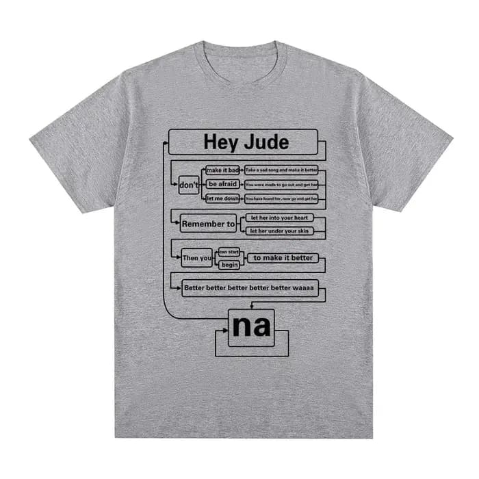 Hey Jude t-shirt Hip Hop Rock à manches courtes Beatle rétro nostalgie ingénieur hommes femmes vêtements 100% coton ample décontracté Streetwear