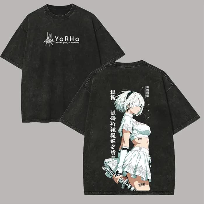 T-shirt délavé NieR Anime Lover, vêtements personnalisés, surdimensionnés, unisexes, pour toute l'an