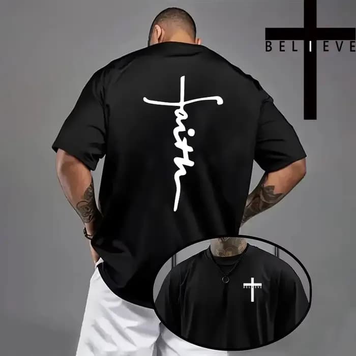 Christ imprimé T-shirt hommes de haute qualité couleur Pure à manches courtes haut printemps été quotidien décontracté mode jésus croix coton t-shirts