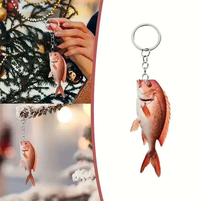 Porte-clés poisson en acrylique 2D pour hommes et femmes