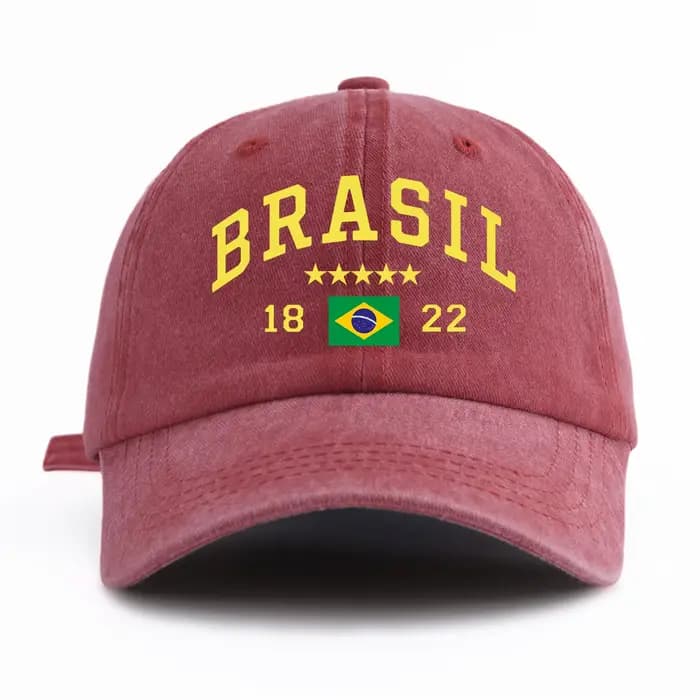 Casquette de Baseball délavée à imprimé BRASIL pour adultes