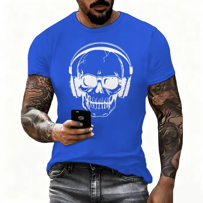 T-shirt lumineux à imprimé crâne pour hommes et femmes