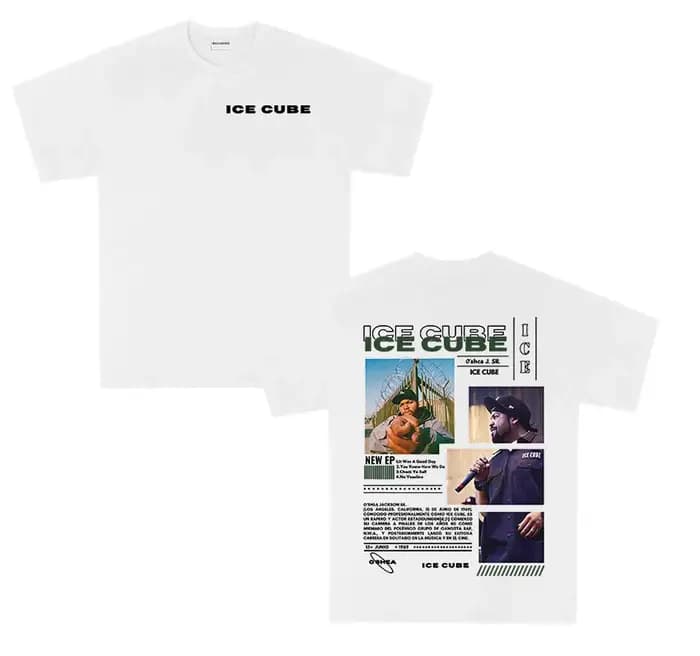 Rappeur Ice Cube Tour Album 2025 t-shirts graphiques hommes Hip Hop surdimensionné à manches courtes T-shirt mode haute