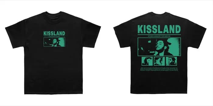 The Weeknd Kissland T-shirt graphique rétro R&B Pop Streetwear en coton surdimensionné à manches cou