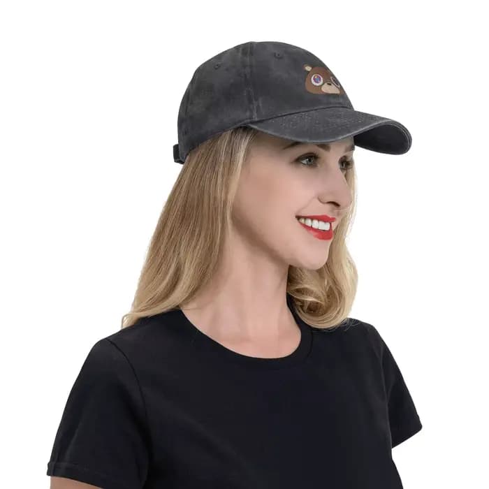 Kanye West Casquette de baseball vintage en denim vieilli Cutie Bear