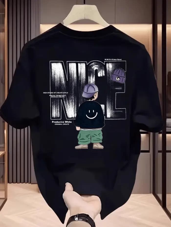 T-shirt pour homme avec visage souriant de garçon de dessin animé