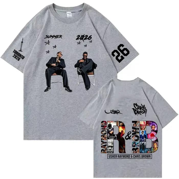 T-shirt de la tournée 2026 Chris Brown et Usher pour homme et femme