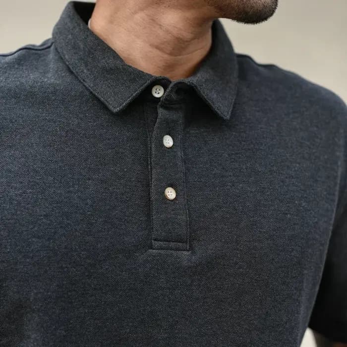 Sauce Zhan hommes T-shirt col Henry solide Polo pur coton manches courtes décontracté coupe ample 250g