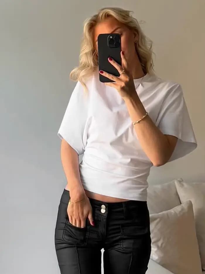 Mode décontracté solide gris recadrée T-shirt 2025 femme vêtements col rond hauts Corset Streetwear filles printemps été t-shirts courts
