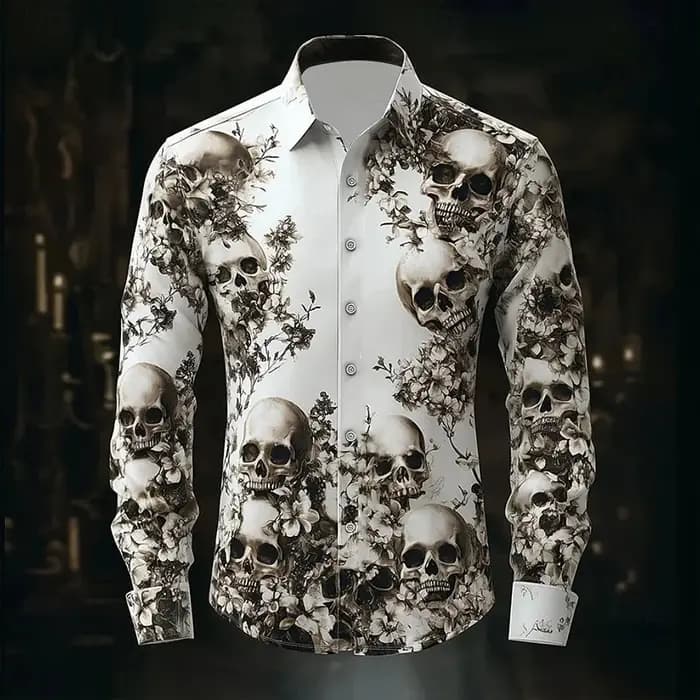 Chemise à imprimé tête de mort pour hommes