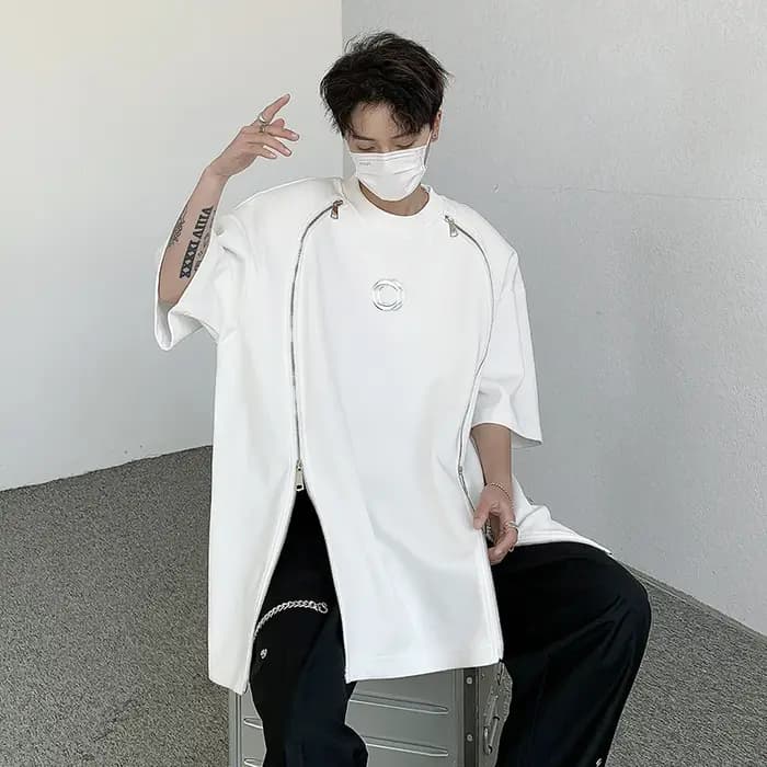 T-shirt à Double Fermeture Éclair Rembourré pour Homme