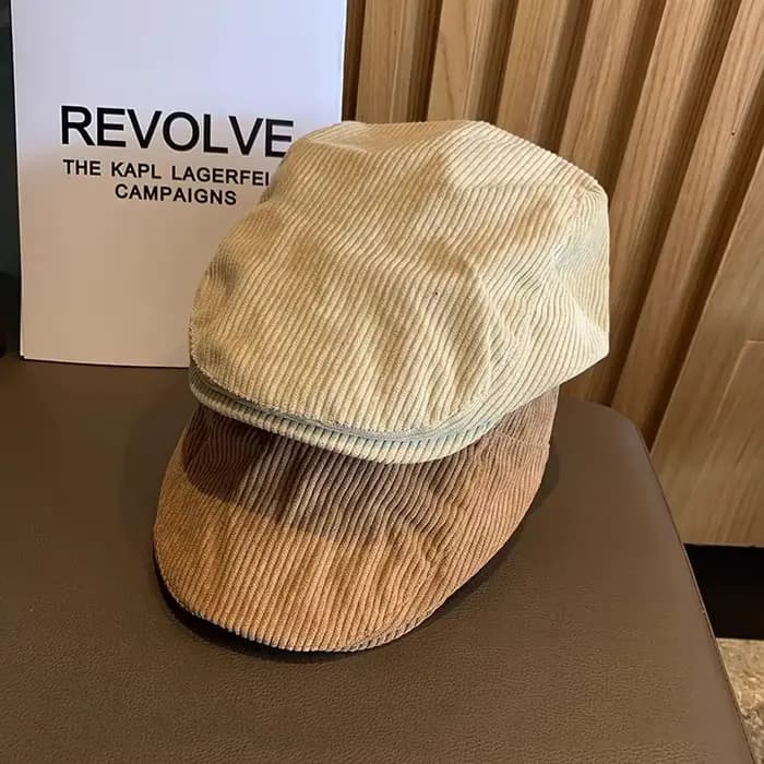 Casquette de Peintre à Visière en Velours Côtelé pour Homme