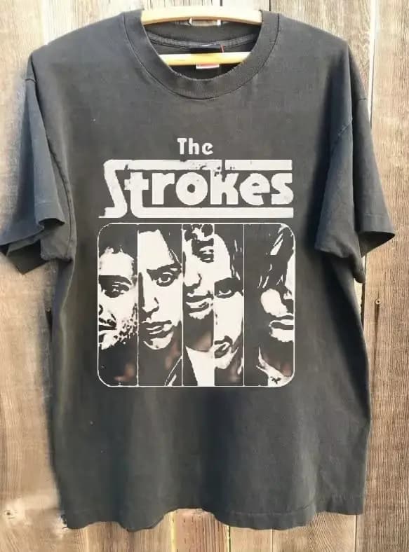 T-shirt d'été pour hommes en pur coton vintage The Strokes Band, élégant, ample et respirant, adapté
