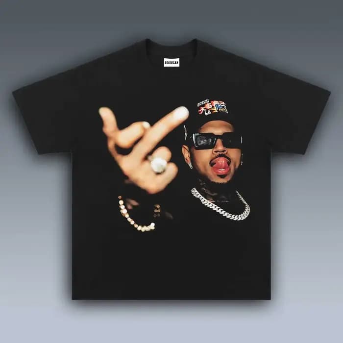 T-shirt graphique CHRIS BROWN à grand motif pour femmes et hommes