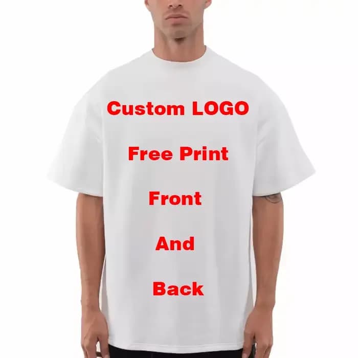 Bricolage personnalisé votre Logo 9.1oz 260gsm T-shirt lourd surdimensionné de haute qualité pour manches courtes coton couleur unie loisirs blanc noir