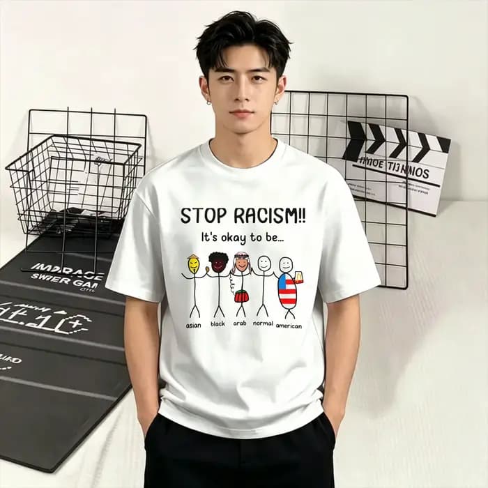 T-shirt Unique Stop Racism Its Ok to Be pour hommes