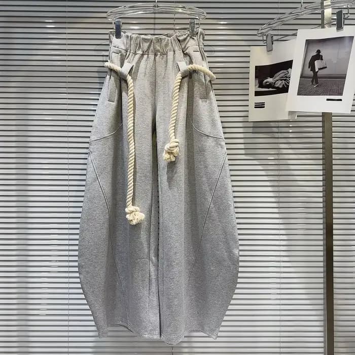 Nouveau pantalon décontracté ample à jambes larges en corde de chanvre tressée personnalisée pour femme 2026