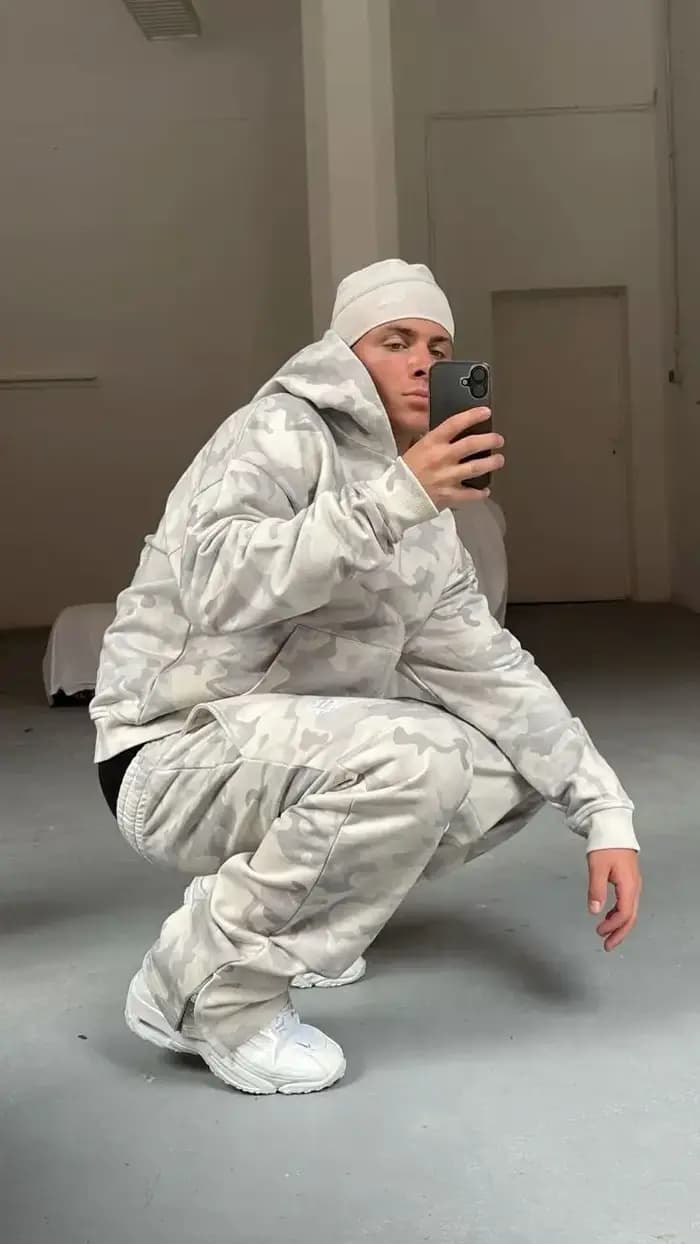 Ensemble deux pièces camouflage gris pour homme