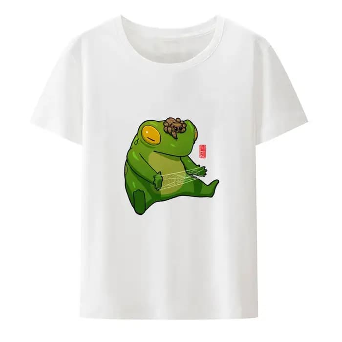 Grenouille et ses Sprog faisant des boulettes imprimer t-shirt cadeau Kawaii vêtements pour femmes