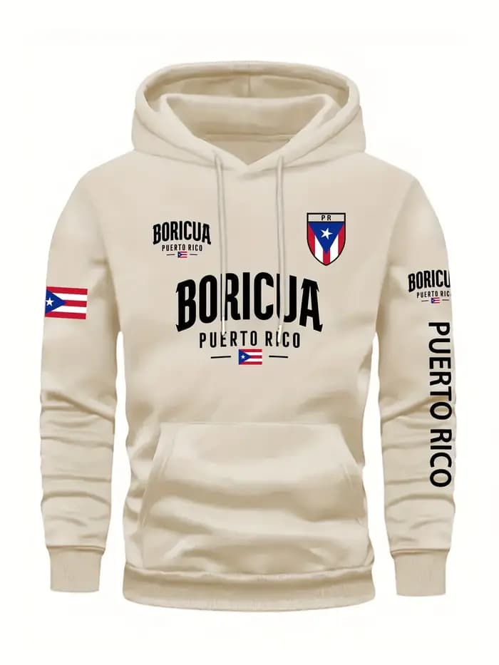 Sweat à capuche rouge pour homme « Boricua Puerto Rico » - Pull décontracté à manches longues avec cordon de serrage