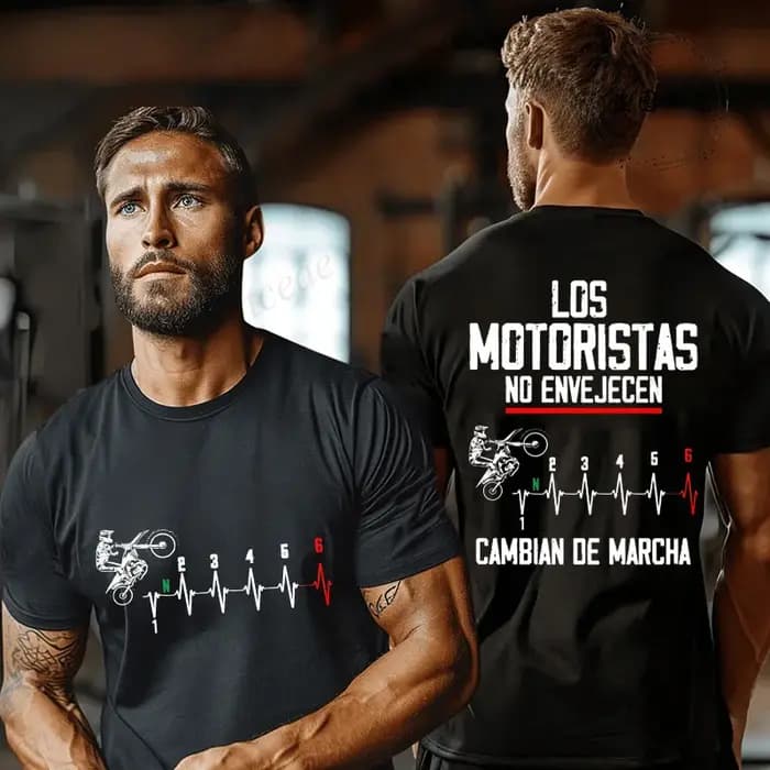 T-shirt de motard espagnol imprimé « Los Motoristas No Envejecen », cadeau d'anniversaire pour motar