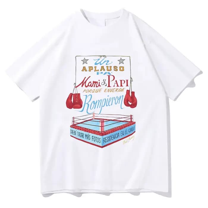 T-shirt Bad Bunny DTMF 2026 pour hommes et femmes, t-shirts esthétiques unisexes, t-shirts en coton
