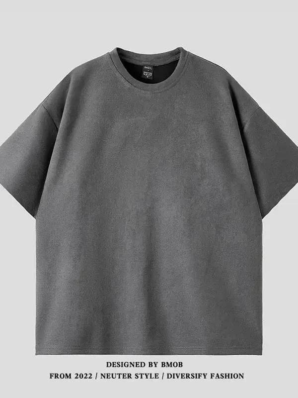 T-shirt à manches courtes en daim pour hommes