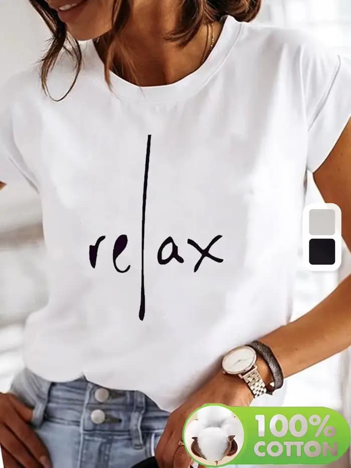Décontracté 100% coton Relax imprimer Streetwear T-Shirts femmes