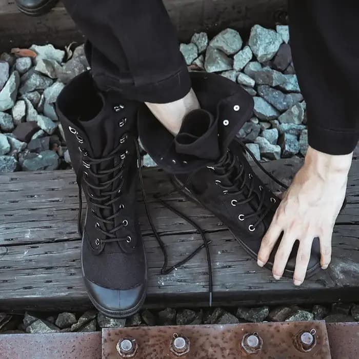 Bottes en toile pour hommes mode fond plat
