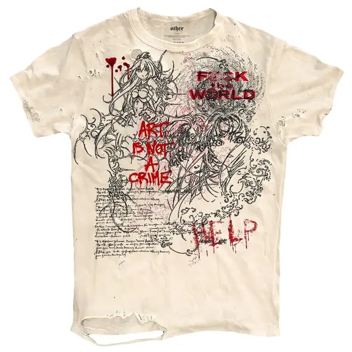 T-shirts graphiques déchirés hommes T-shirt Vintage été décontracté
